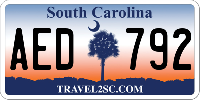 SC license plate AED792