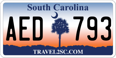 SC license plate AED793