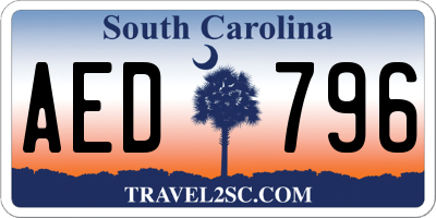 SC license plate AED796