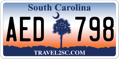 SC license plate AED798
