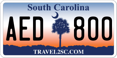 SC license plate AED800