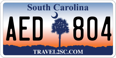 SC license plate AED804