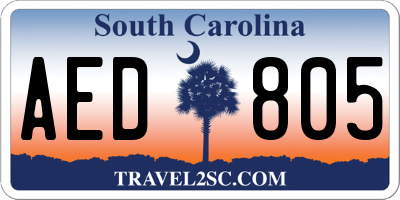 SC license plate AED805