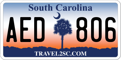 SC license plate AED806