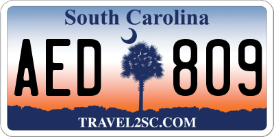 SC license plate AED809