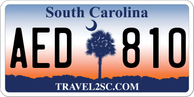 SC license plate AED810