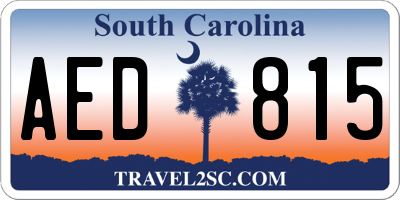 SC license plate AED815