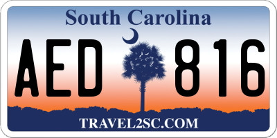 SC license plate AED816