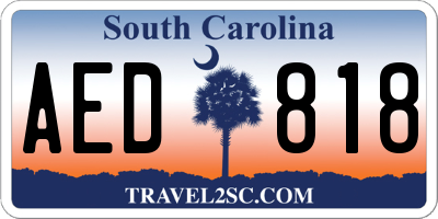 SC license plate AED818