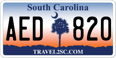 SC license plate AED820