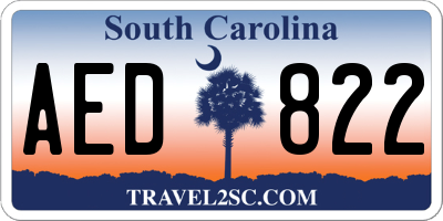 SC license plate AED822