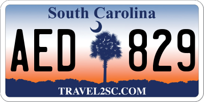 SC license plate AED829