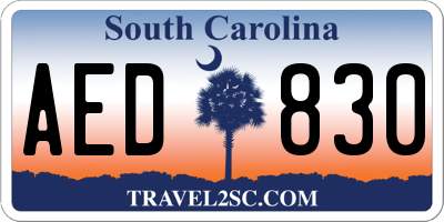 SC license plate AED830