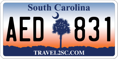 SC license plate AED831