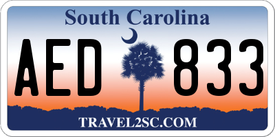 SC license plate AED833