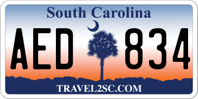 SC license plate AED834