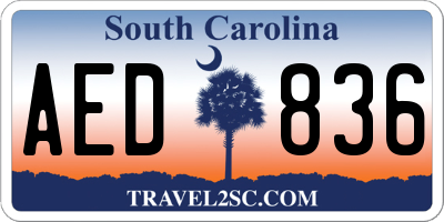 SC license plate AED836