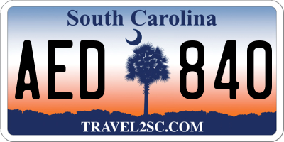 SC license plate AED840