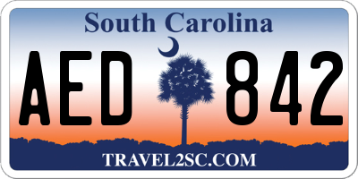 SC license plate AED842