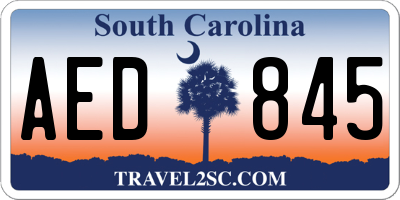 SC license plate AED845