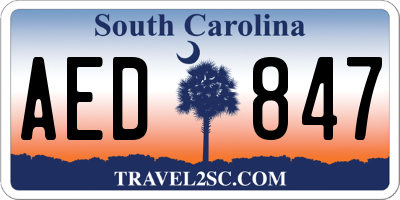 SC license plate AED847
