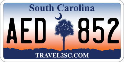 SC license plate AED852