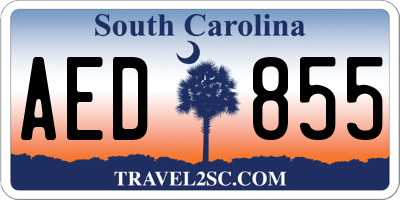 SC license plate AED855