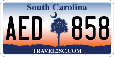 SC license plate AED858