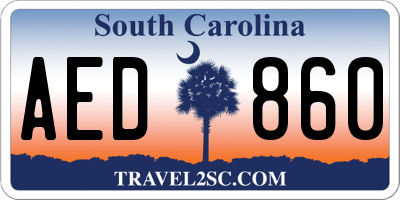 SC license plate AED860