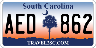 SC license plate AED862
