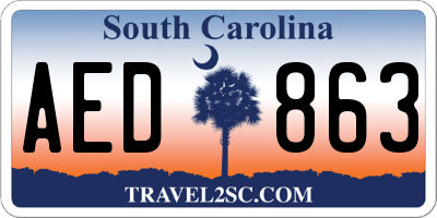 SC license plate AED863