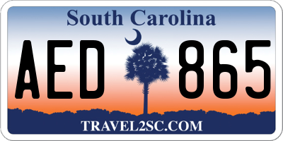 SC license plate AED865