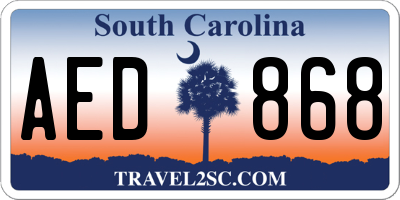 SC license plate AED868