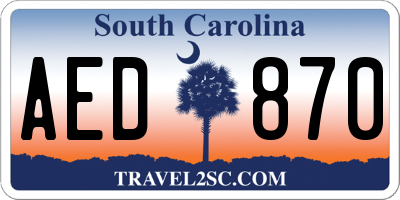 SC license plate AED870
