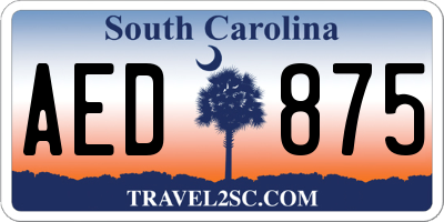 SC license plate AED875