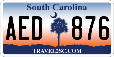 SC license plate AED876