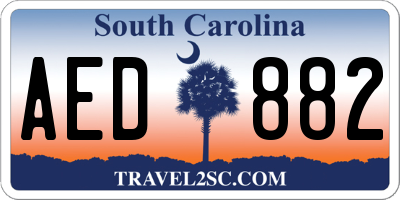 SC license plate AED882