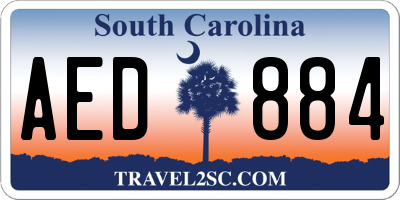 SC license plate AED884