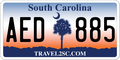SC license plate AED885