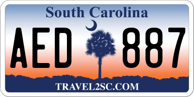 SC license plate AED887