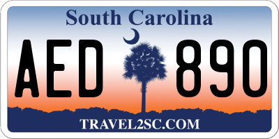 SC license plate AED890