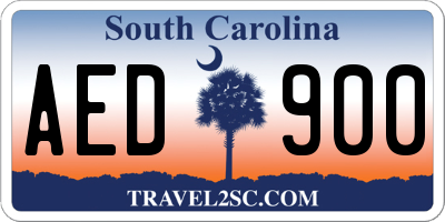 SC license plate AED900