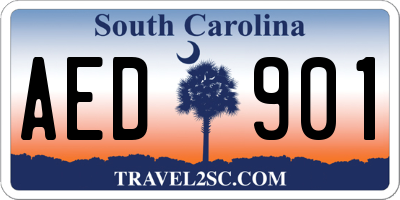 SC license plate AED901