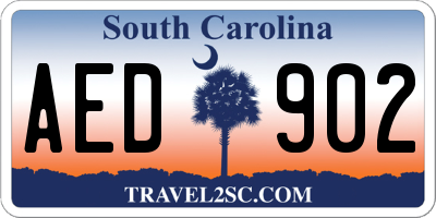 SC license plate AED902