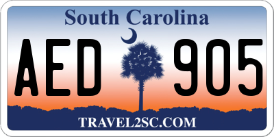 SC license plate AED905