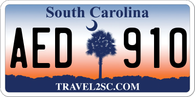 SC license plate AED910