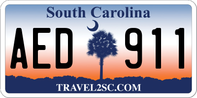 SC license plate AED911