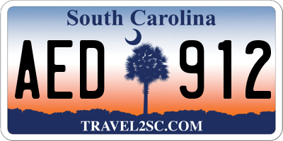 SC license plate AED912