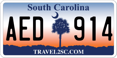 SC license plate AED914