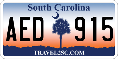 SC license plate AED915